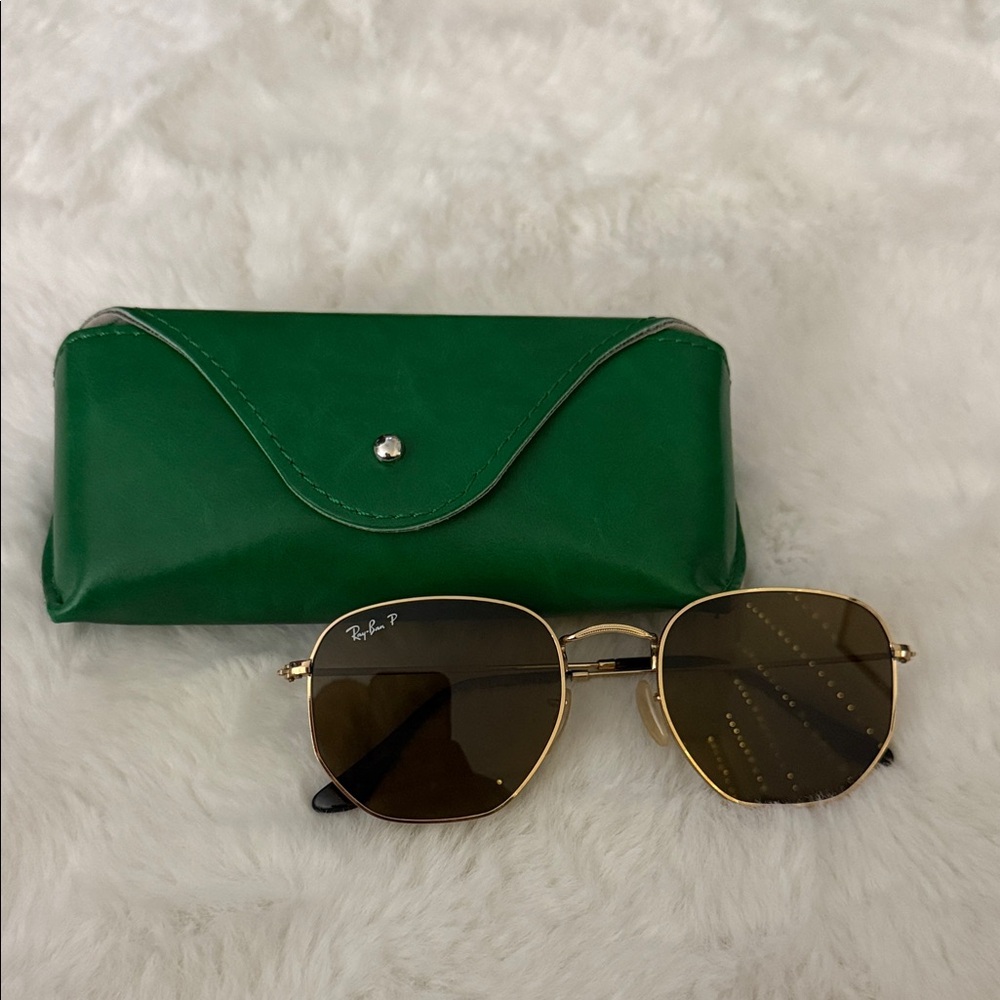 Ray-Ban Gold Hexagonal Sunglasses